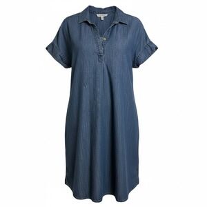 Workshop Republic Clothing Denim Chambray Collared Shirt Dress Women Petite